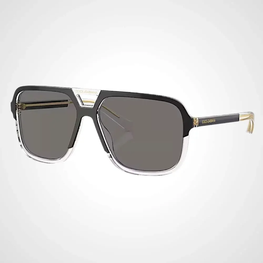 New Dolce&Gabbana Sunglasses Polarized Aviator Navigator Black & Transparent Men